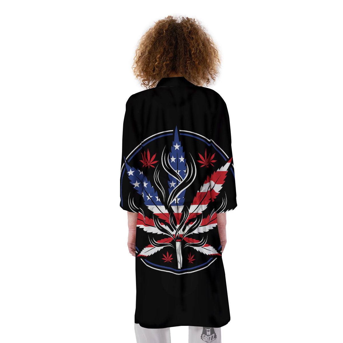 American Cannabis Leaf Flag Print Kimono-grizzshop