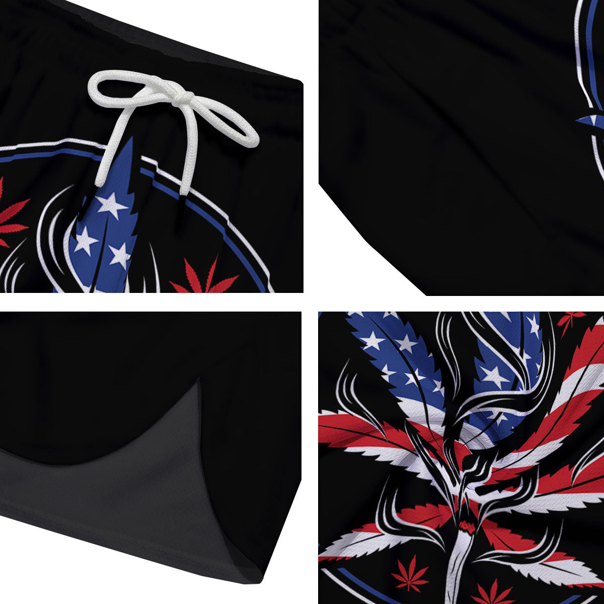 American Cannabis Leaf Flag Print Men's Running Shorts-grizzshop
