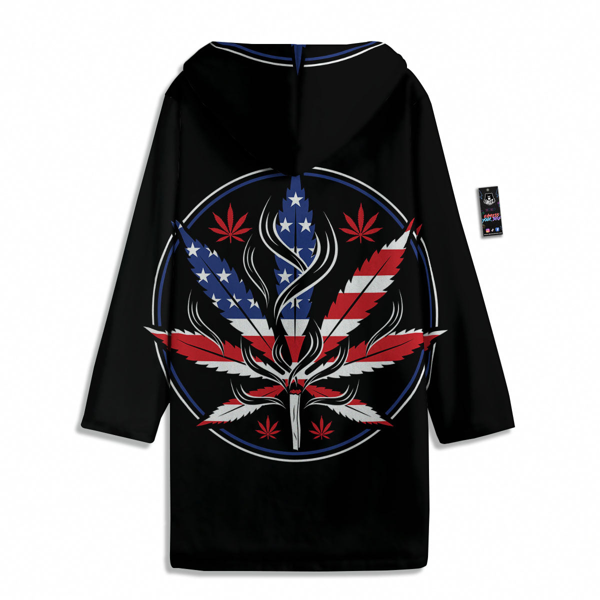 American Cannabis Leaf Flag Print Men's Windbreaker Jacket-grizzshop