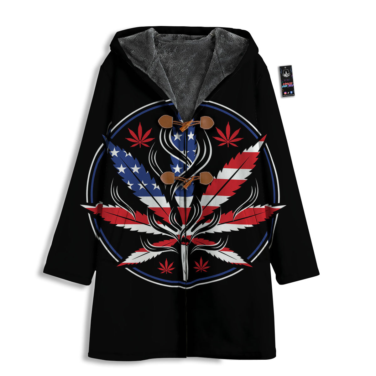 American Cannabis Leaf Flag Print Men's Windbreaker Jacket-grizzshop