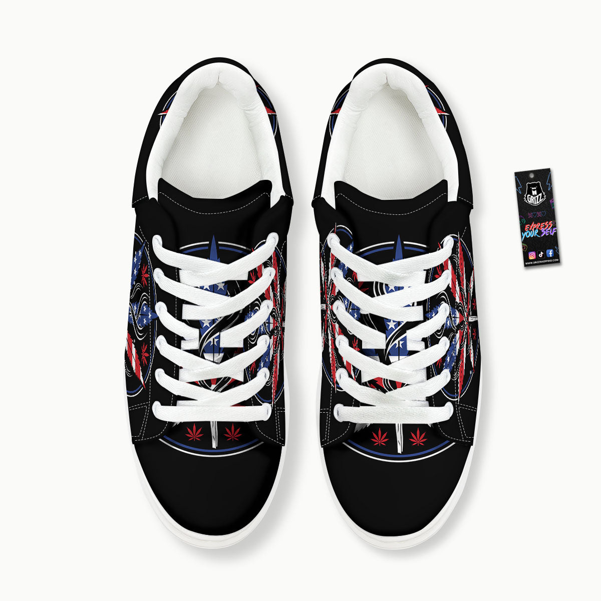American Cannabis Leaf Flag Print Platform Shoes-grizzshop