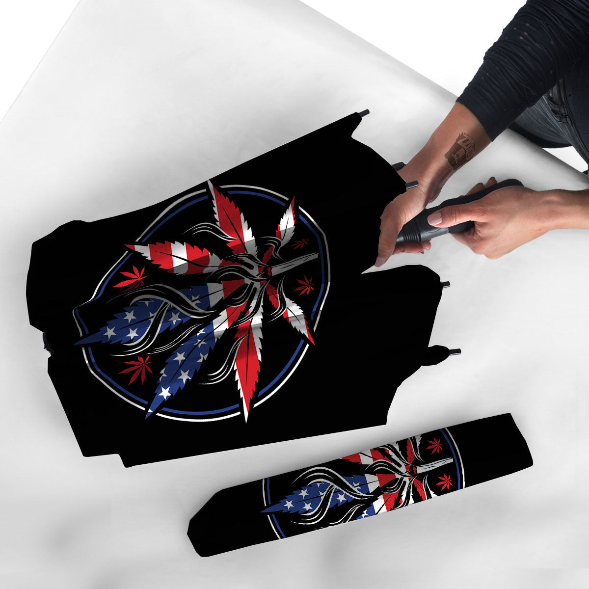 American Cannabis Leaf Flag Print Umbrella-grizzshop