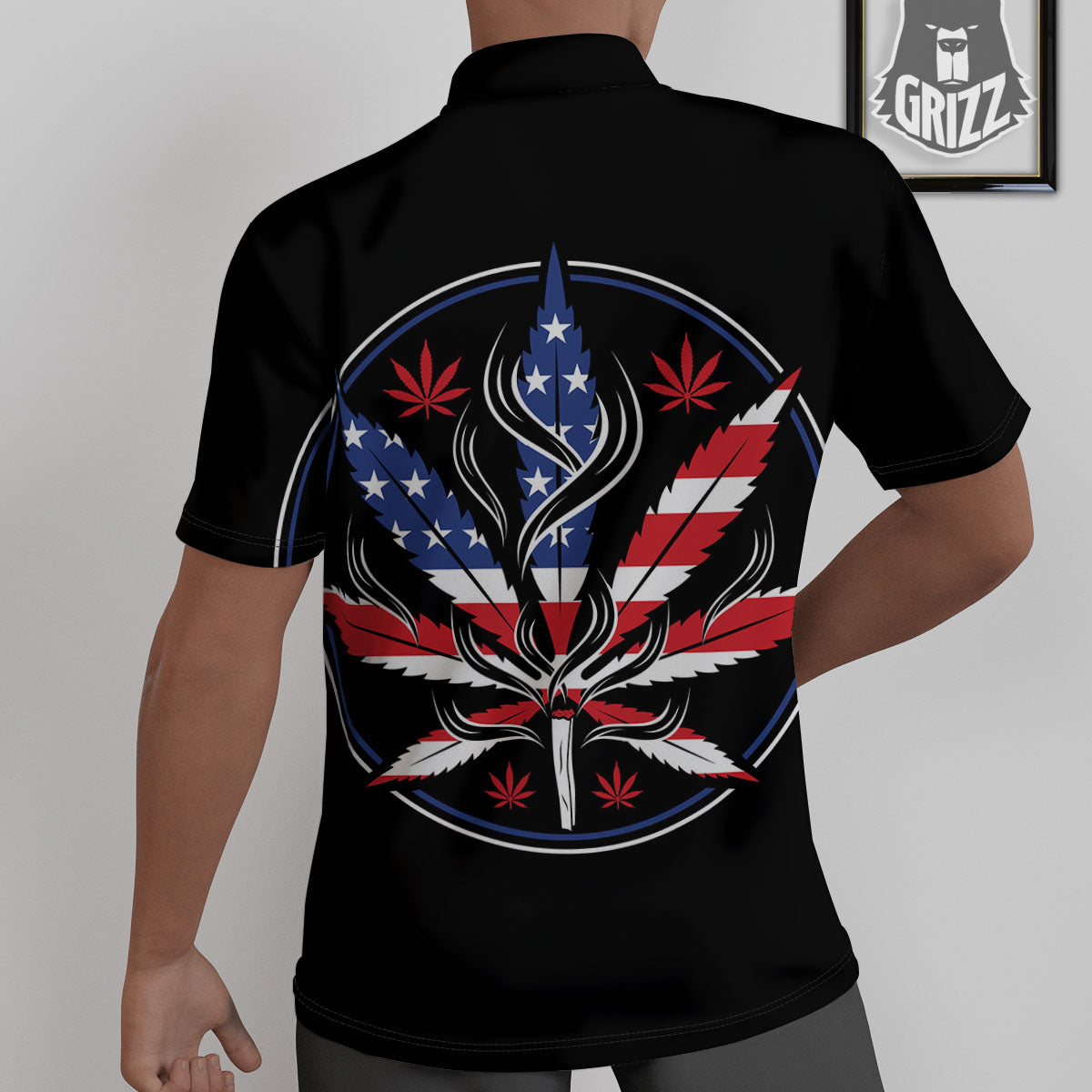 American Cannabis Leaf Flag Print Untucked Shirts-grizzshop