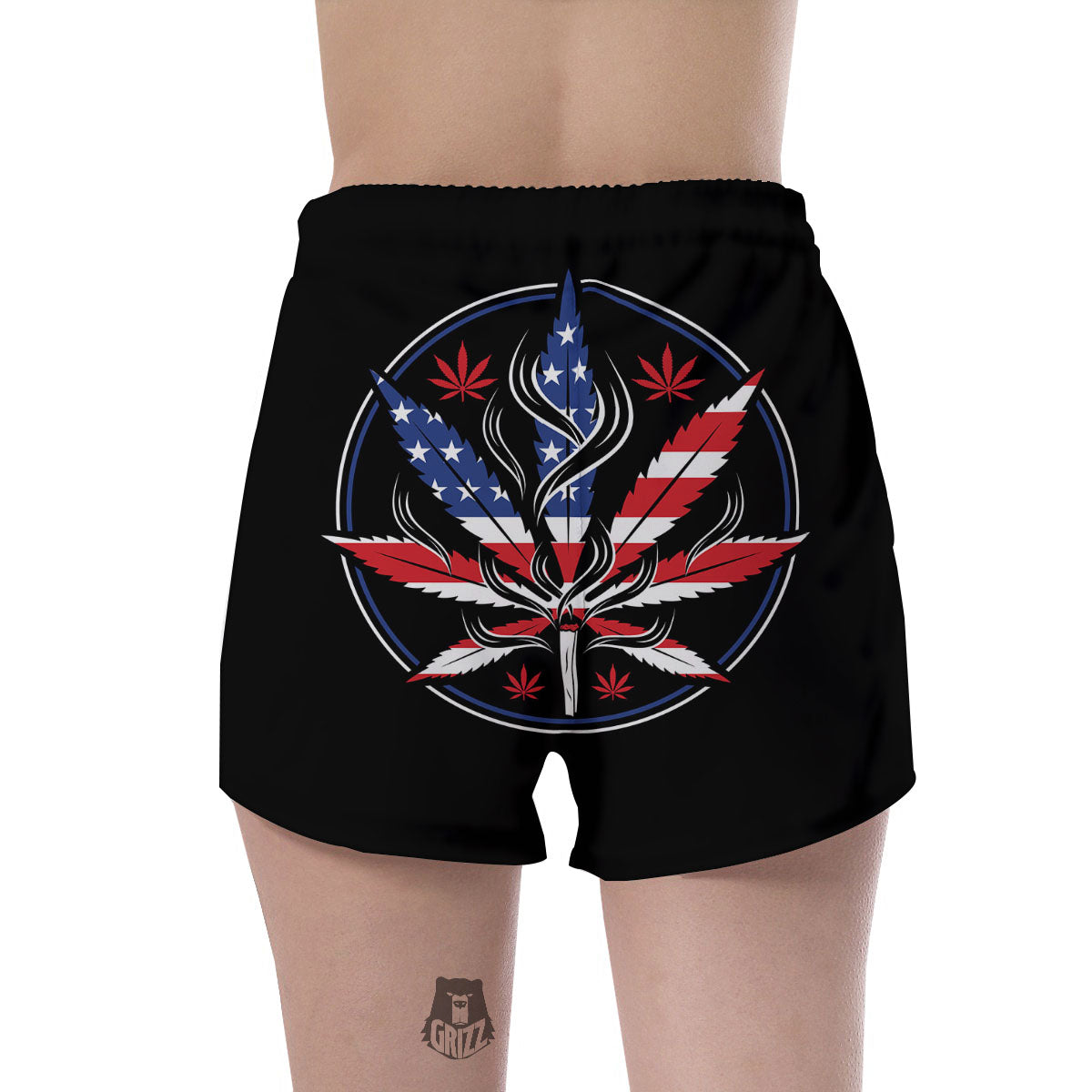 American Cannabis Leaf Flag Print Women's Shorts-grizzshop