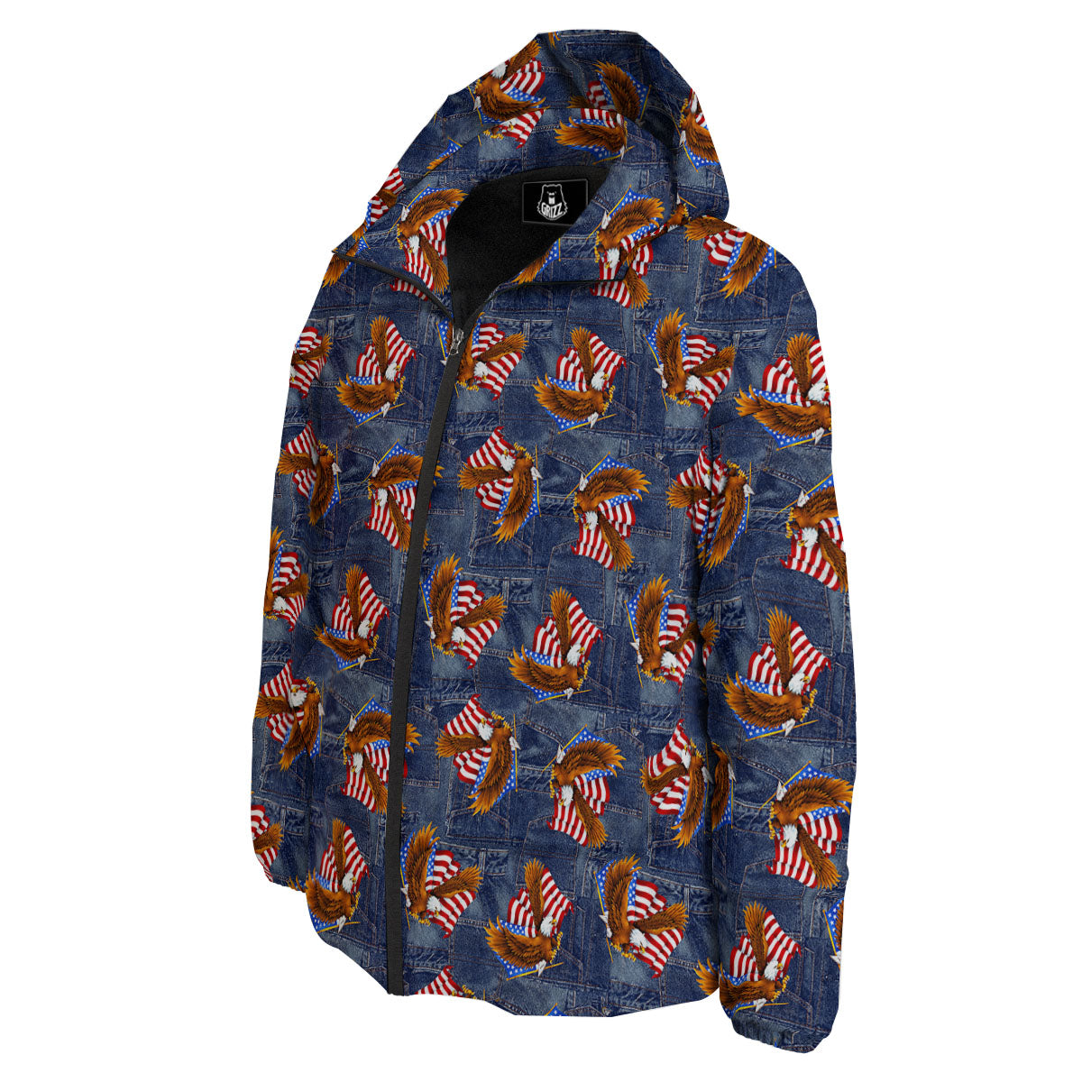 American Eagle Denim Print Pattern Down Jacket-grizzshop