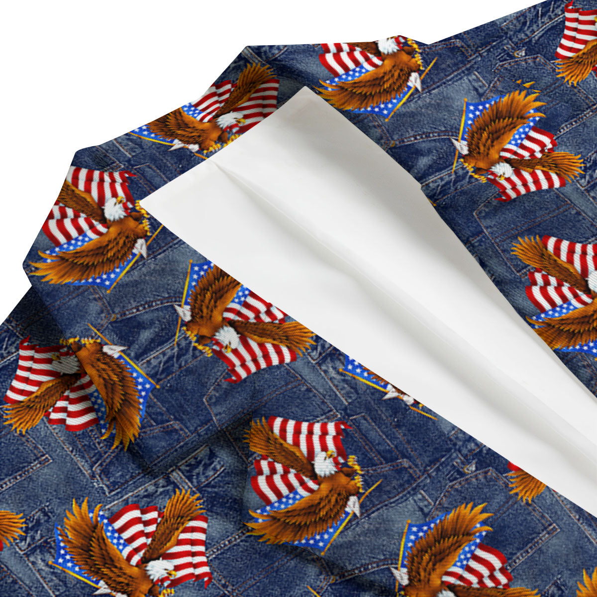 American Eagle Denim Print Pattern Men's Blazer-grizzshop