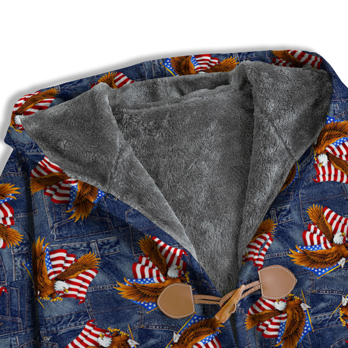 American Eagle Denim Print Pattern Men's Windbreaker Jacket-grizzshop