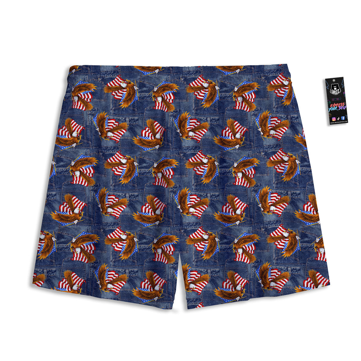 American Eagle Denim Print Pattern Mesh Shorts-grizzshop