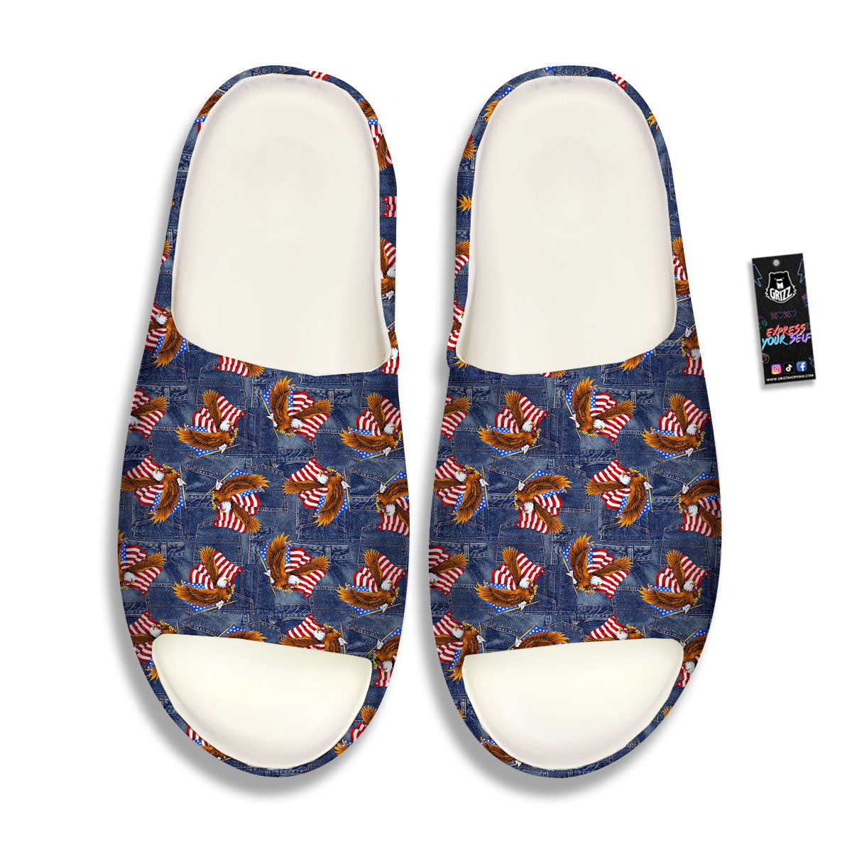 American Eagle Denim Print Pattern Sandals-grizzshop