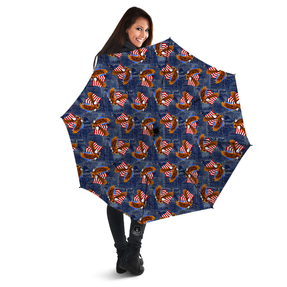 American Eagle Denim Print Pattern Umbrella-grizzshop