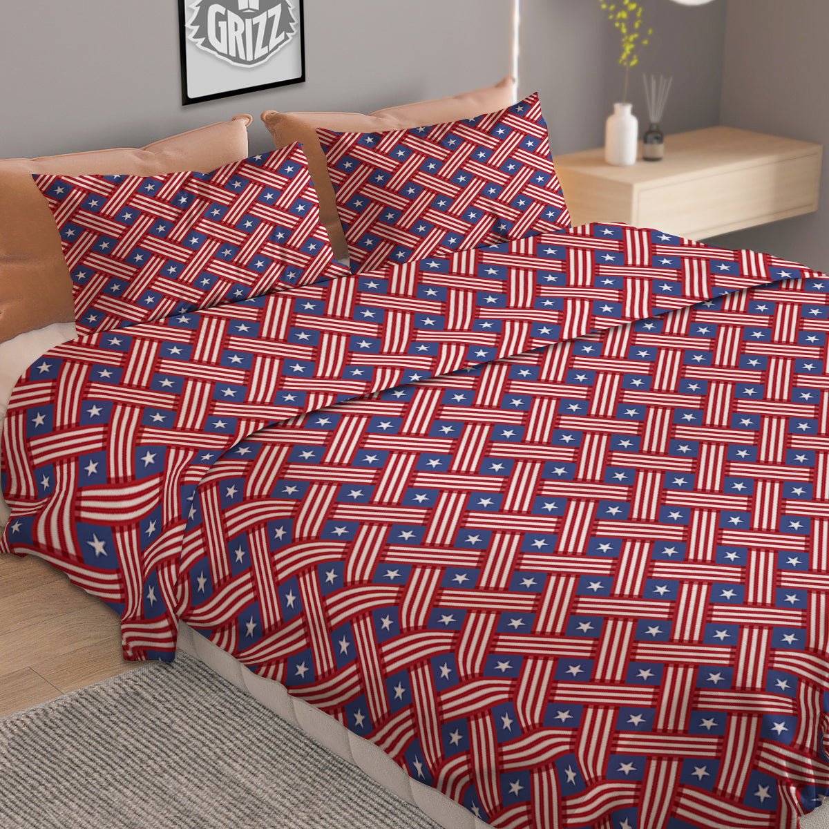 American Flag 4th of July Print Pattern Duvet Cover Bedding Set