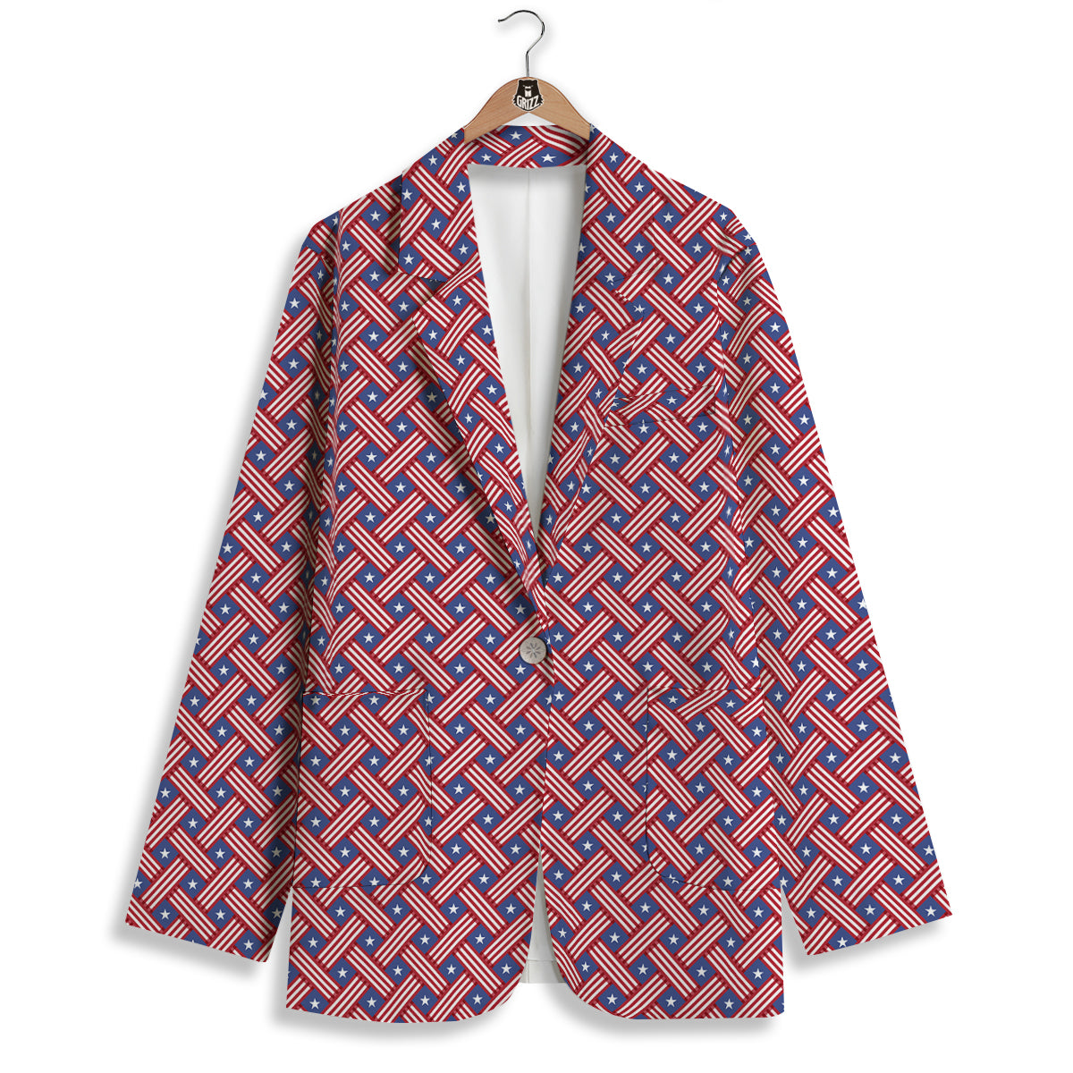 American Flag 4th of July Print Pattern Women's Blazer-grizzshop