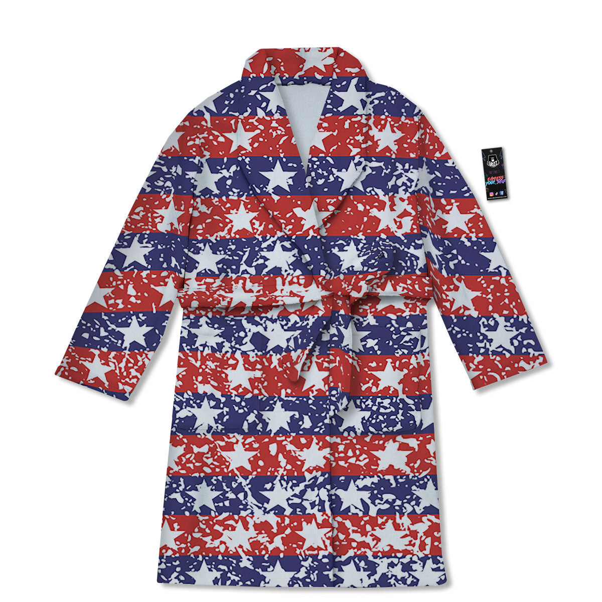 American Flag Abstract Print Bathrobe-grizzshop