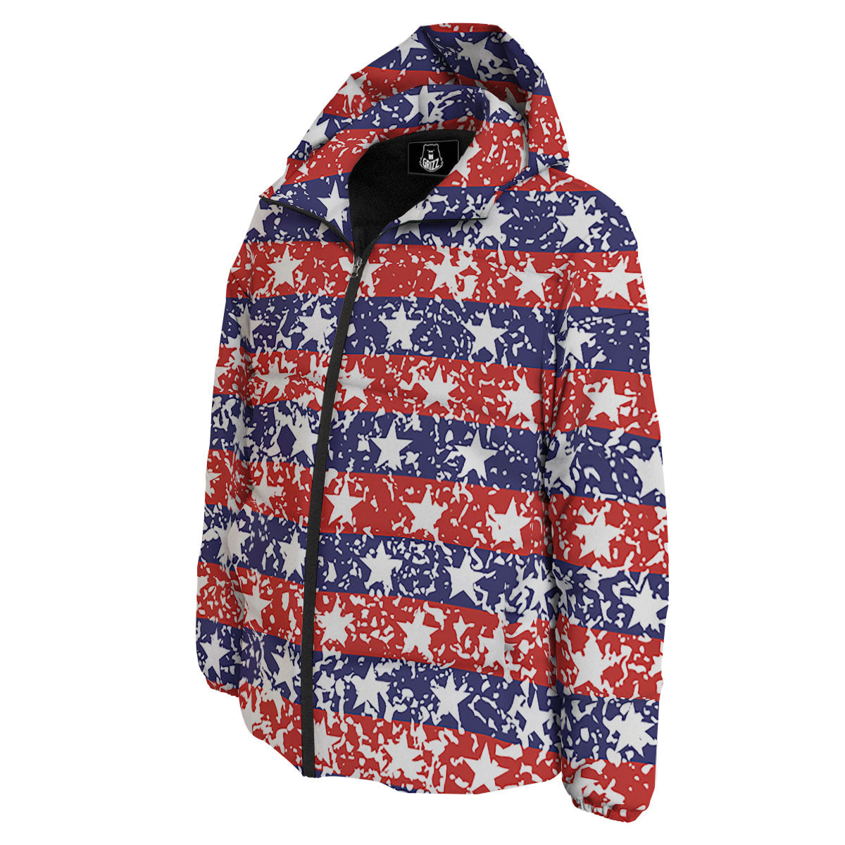 American Flag Abstract Print Down Jacket-grizzshop