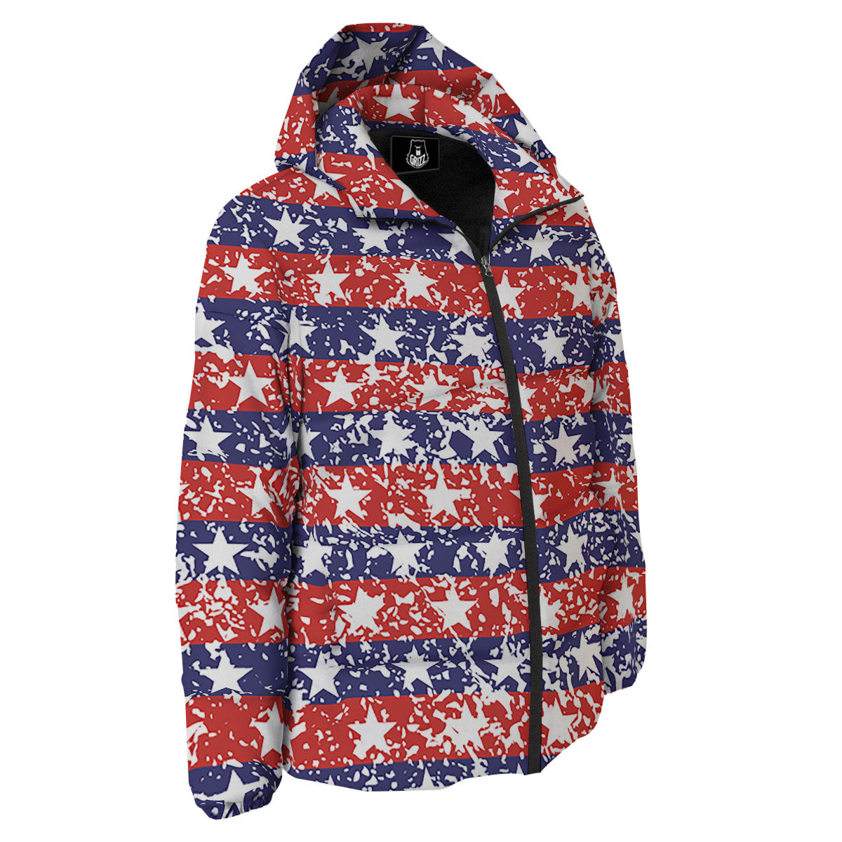 American Flag Abstract Print Down Jacket-grizzshop