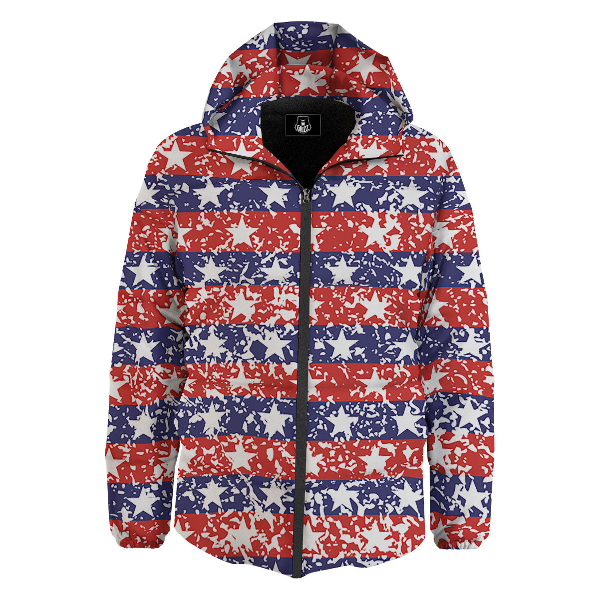 American Flag Abstract Print Down Jacket-grizzshop