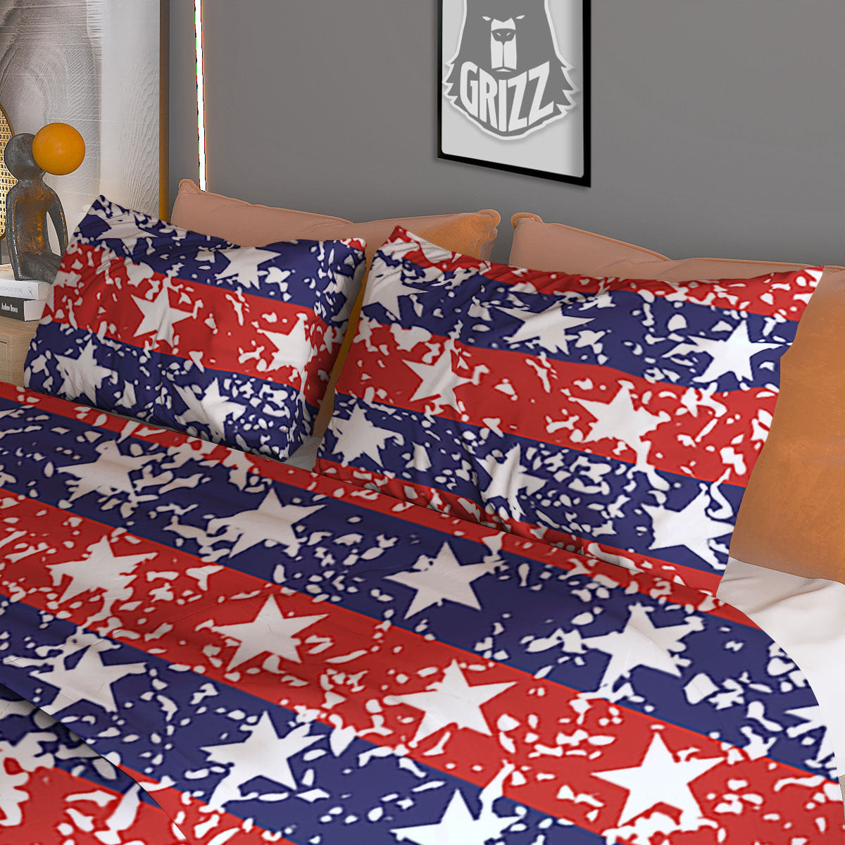 American Flag Abstract Print Duvet Cover Bedding Set