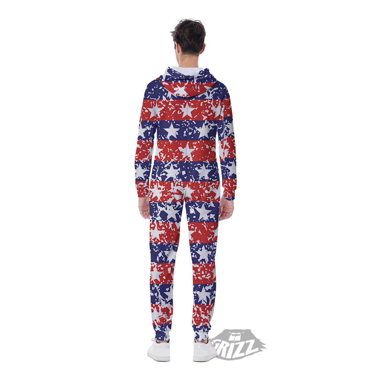 American Flag Abstract Print Men's Jumpsuit-grizzshop