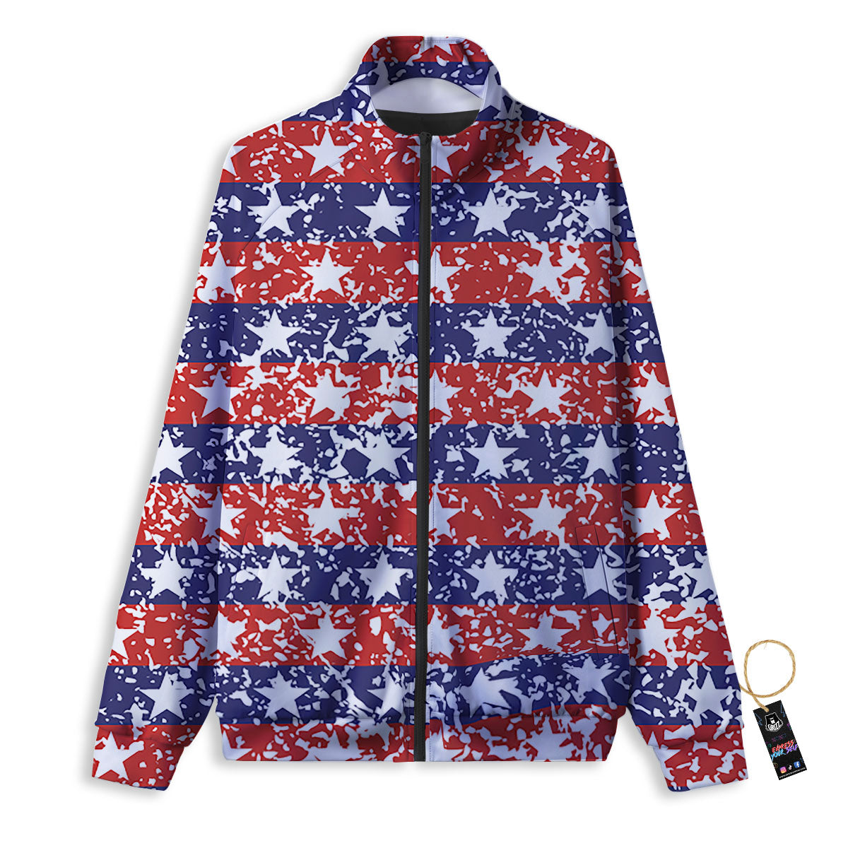American Flag Abstract Print Track Jacket-grizzshop