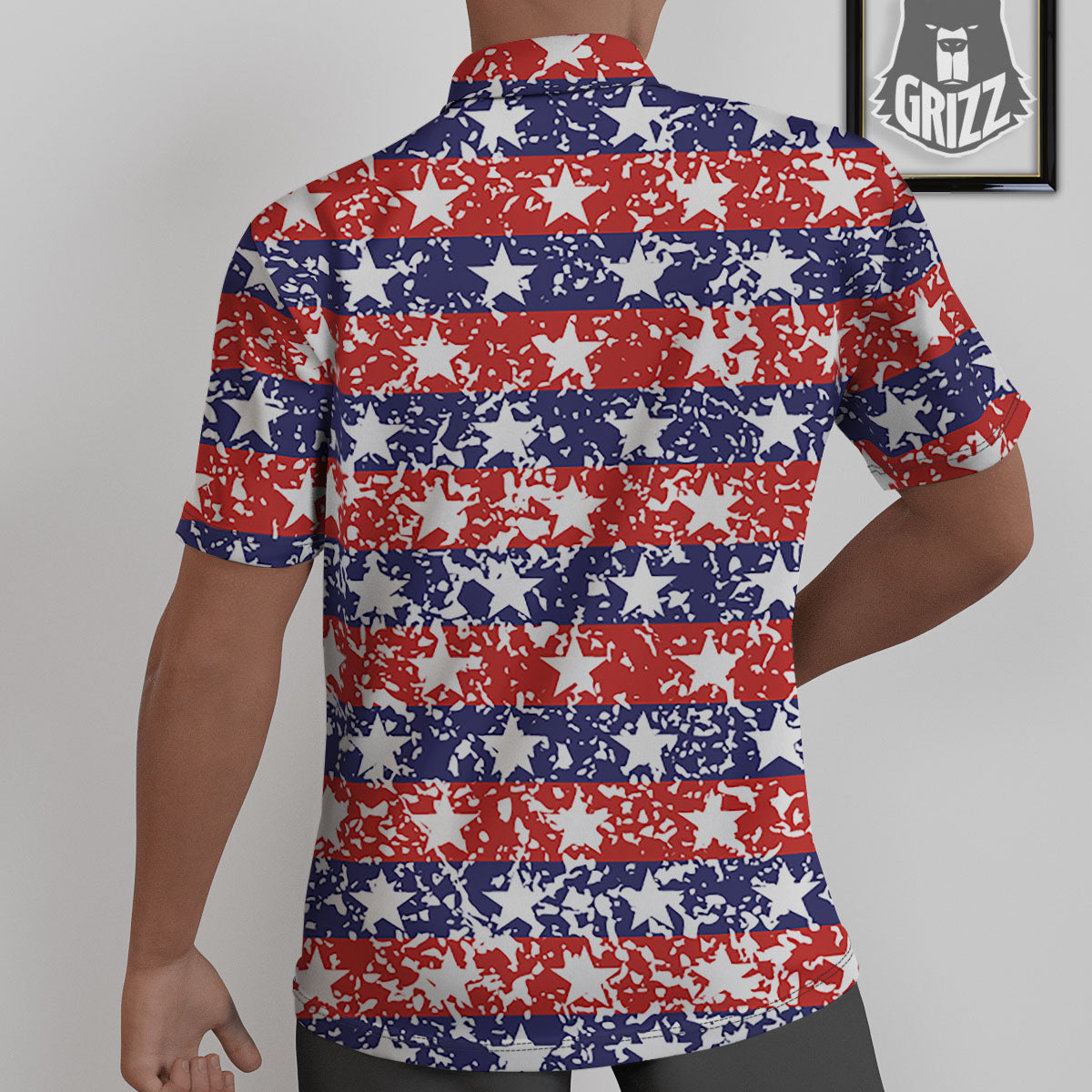 American Flag Abstract Print Untucked Shirts-grizzshop