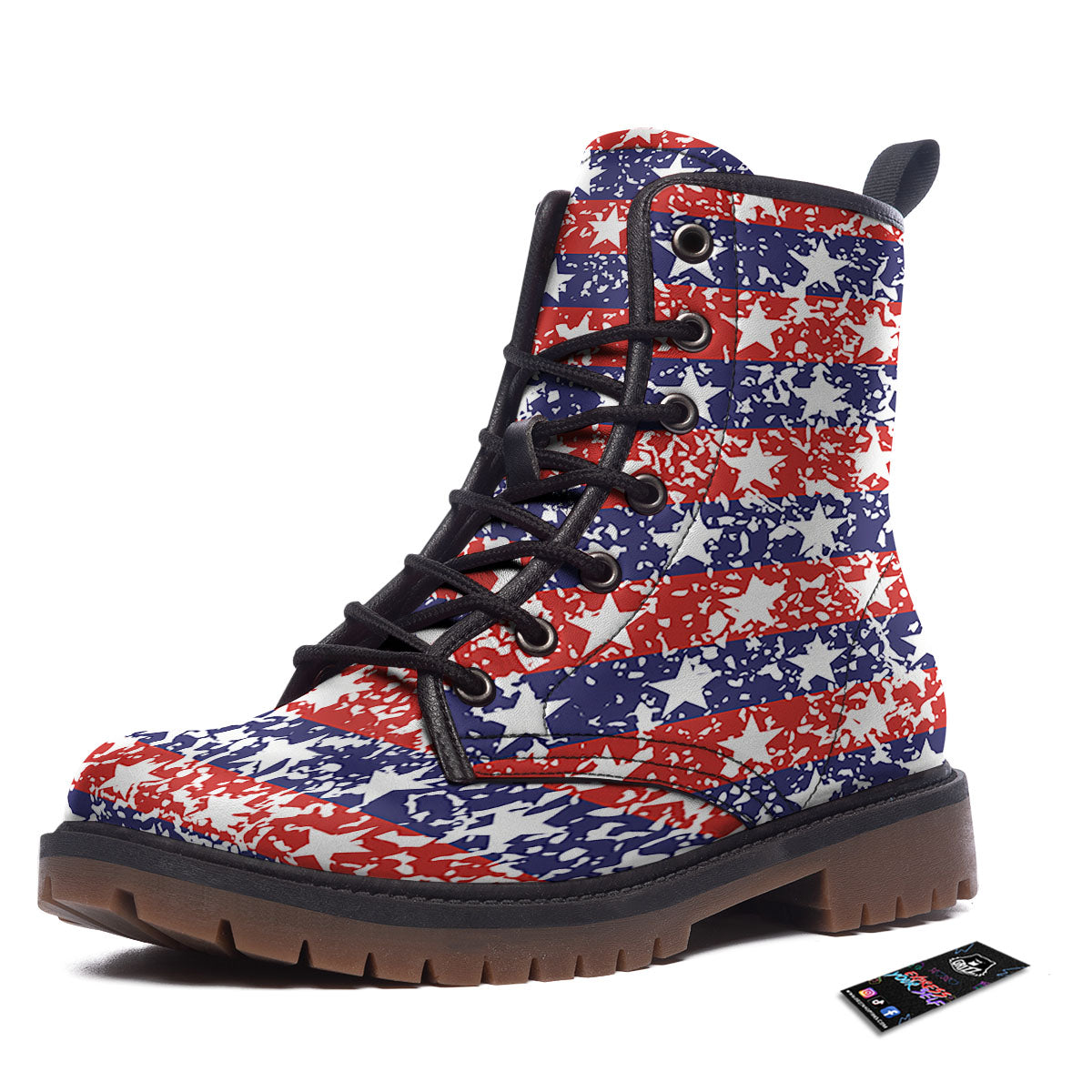 American Flag Abstract Print Work Boots-grizzshop