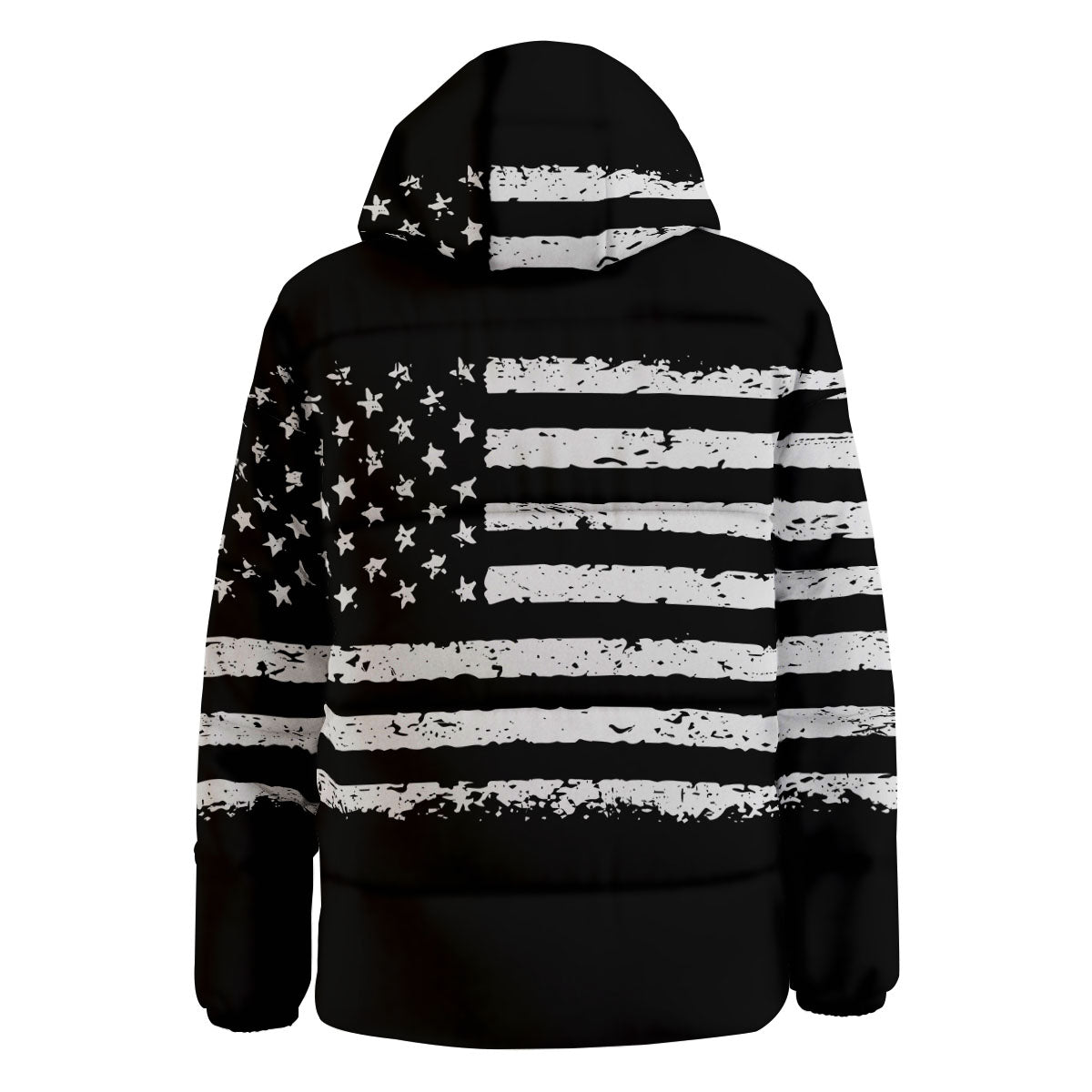 American Flag Black Print Down Jacket-grizzshop