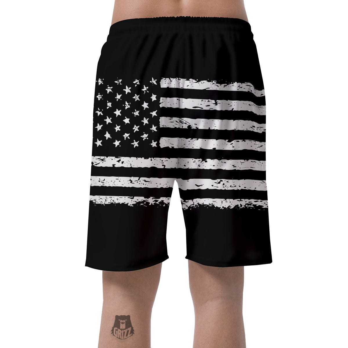 American Flag Black Print Men's Shorts-grizzshop