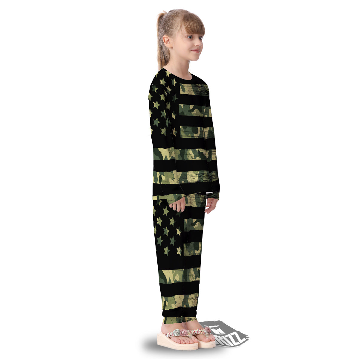American Flag Camouflage Print Kid's Pajamas-grizzshop