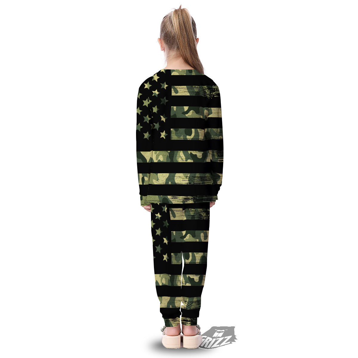 American Flag Camouflage Print Kid's Pajamas-grizzshop