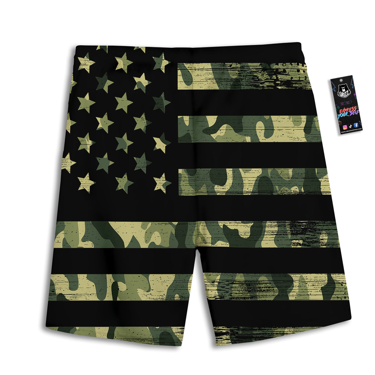 American Flag Camouflage Print Men's Athletic Shorts