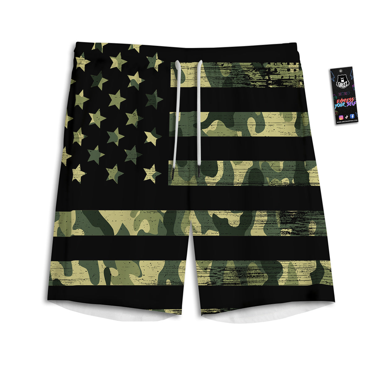 American Flag Camouflage Print Men's Athletic Shorts