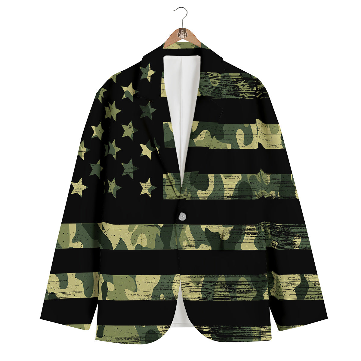 American Flag Camouflage Print Men's Blazer-grizzshop