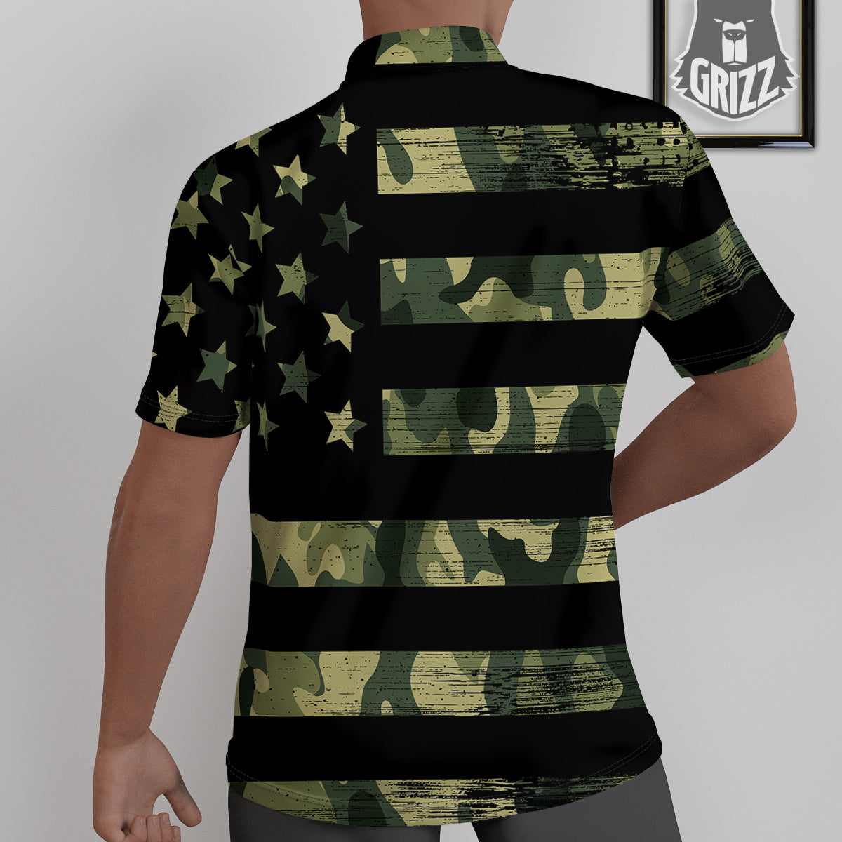 American Flag Camouflage Print Untucked Shirts-grizzshop