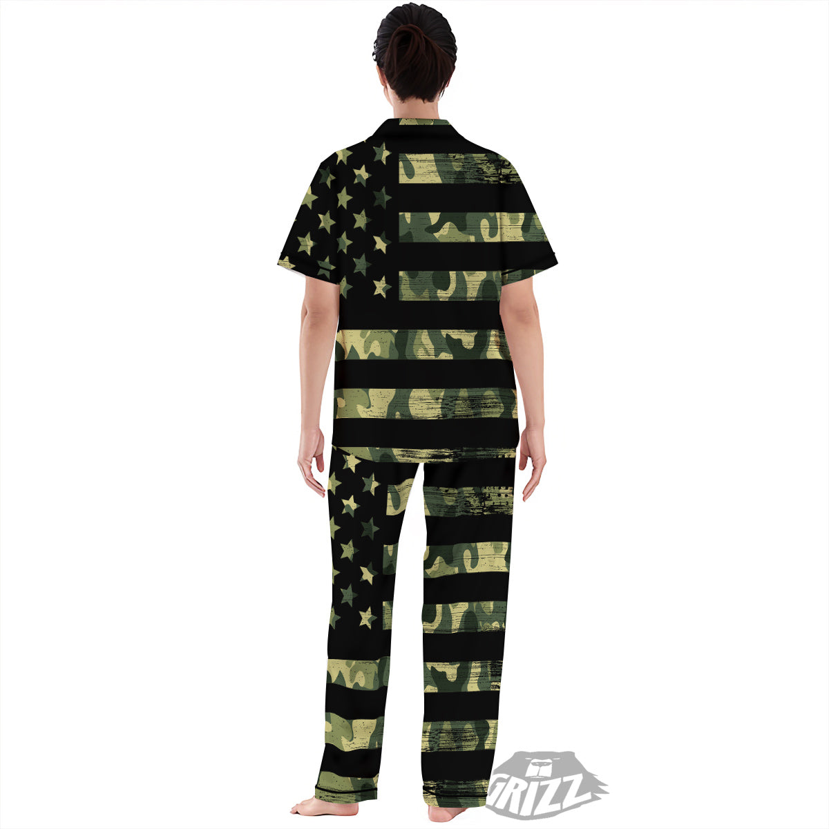 American Flag Camouflage Print Women's Pajamas Set-grizzshop