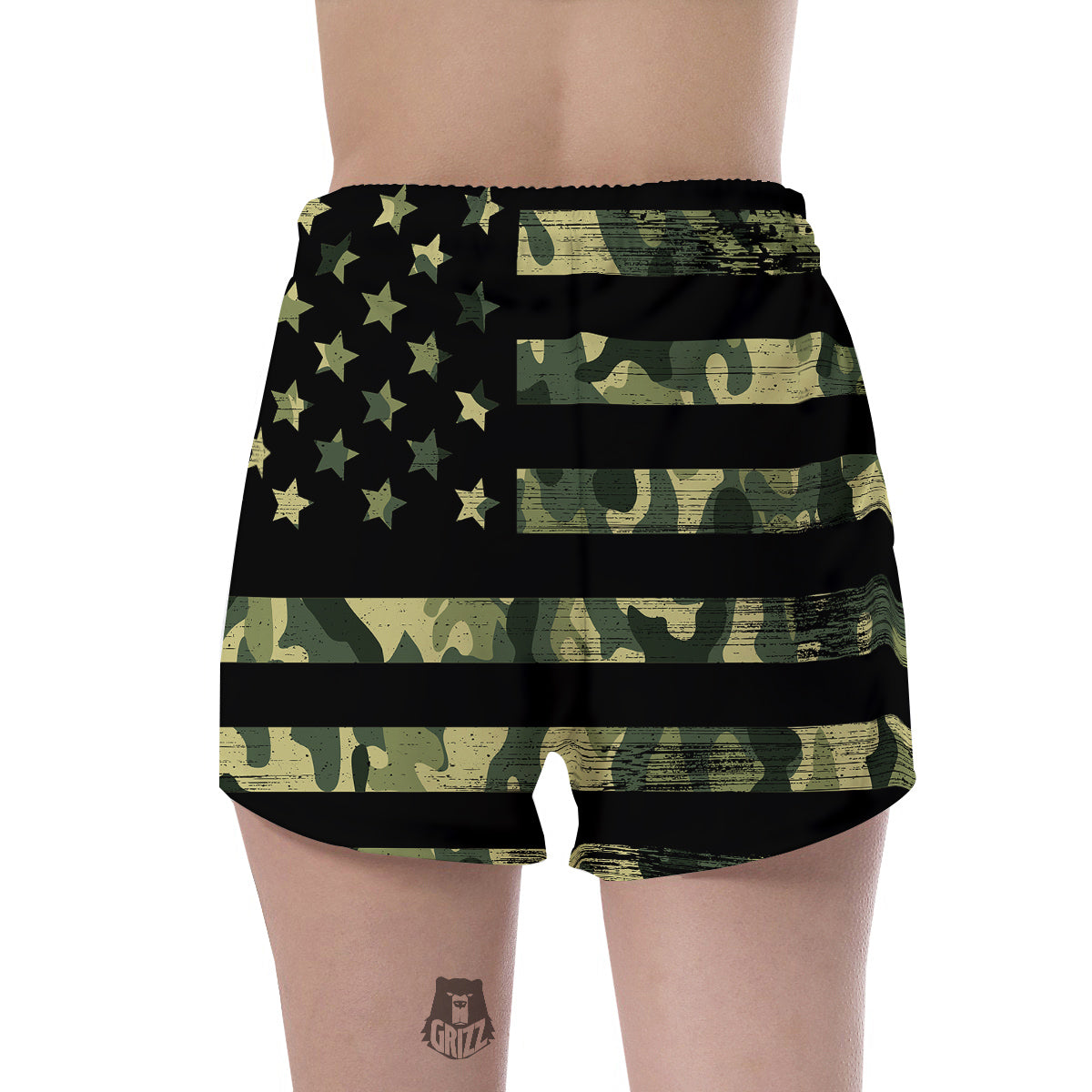 American Flag Camouflage Print Women's Shorts-grizzshop