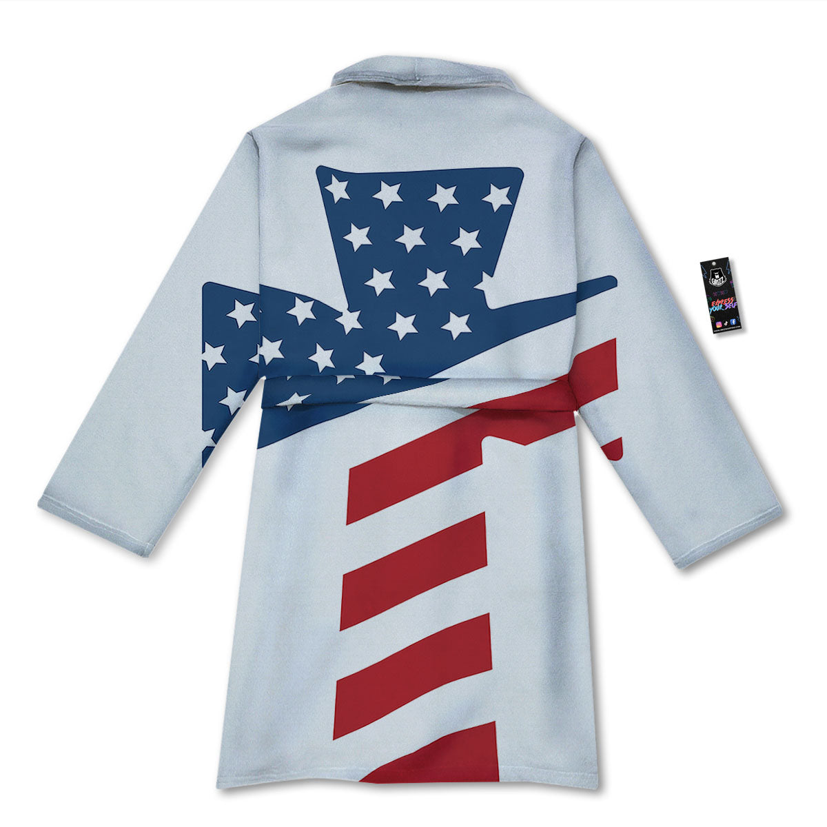 American Flag Christian Cross Print Bathrobe-grizzshop