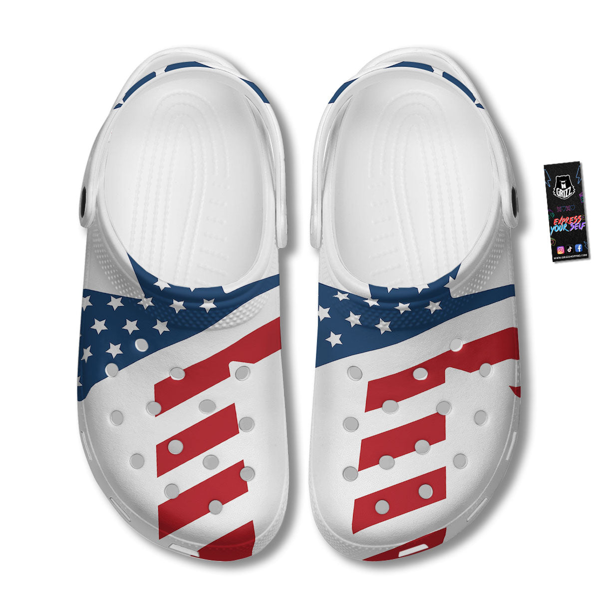 American Flag Christian Cross Print Clog-grizzshop