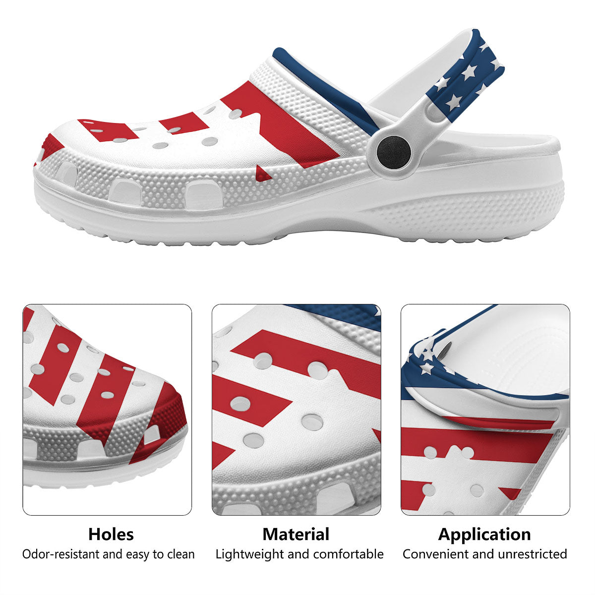 American Flag Christian Cross Print Clog-grizzshop
