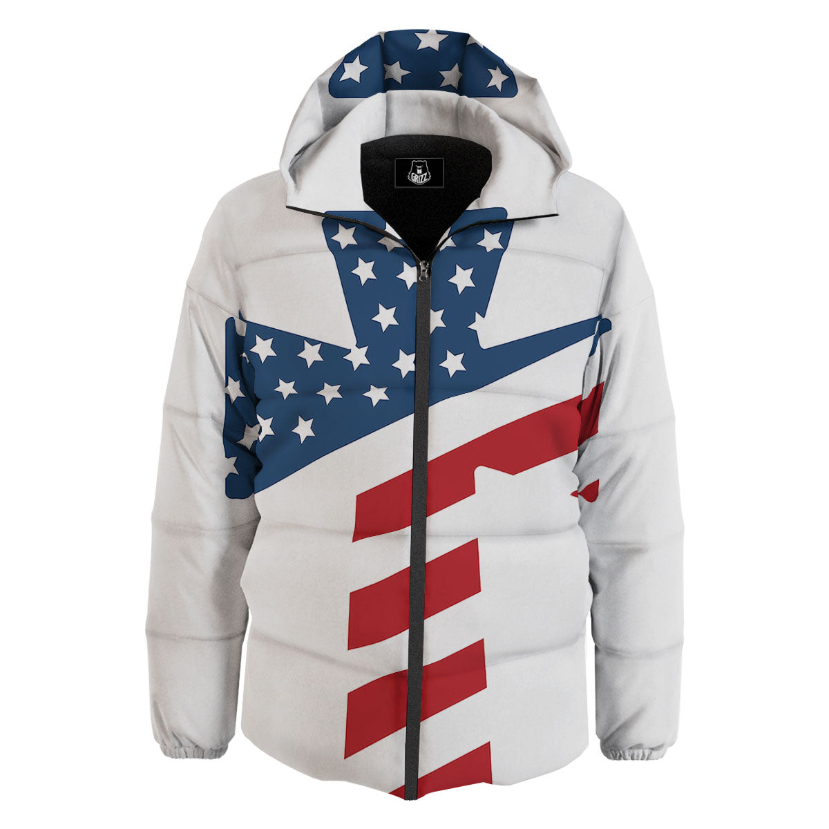 American Flag Christian Cross Print Down Jacket-grizzshop