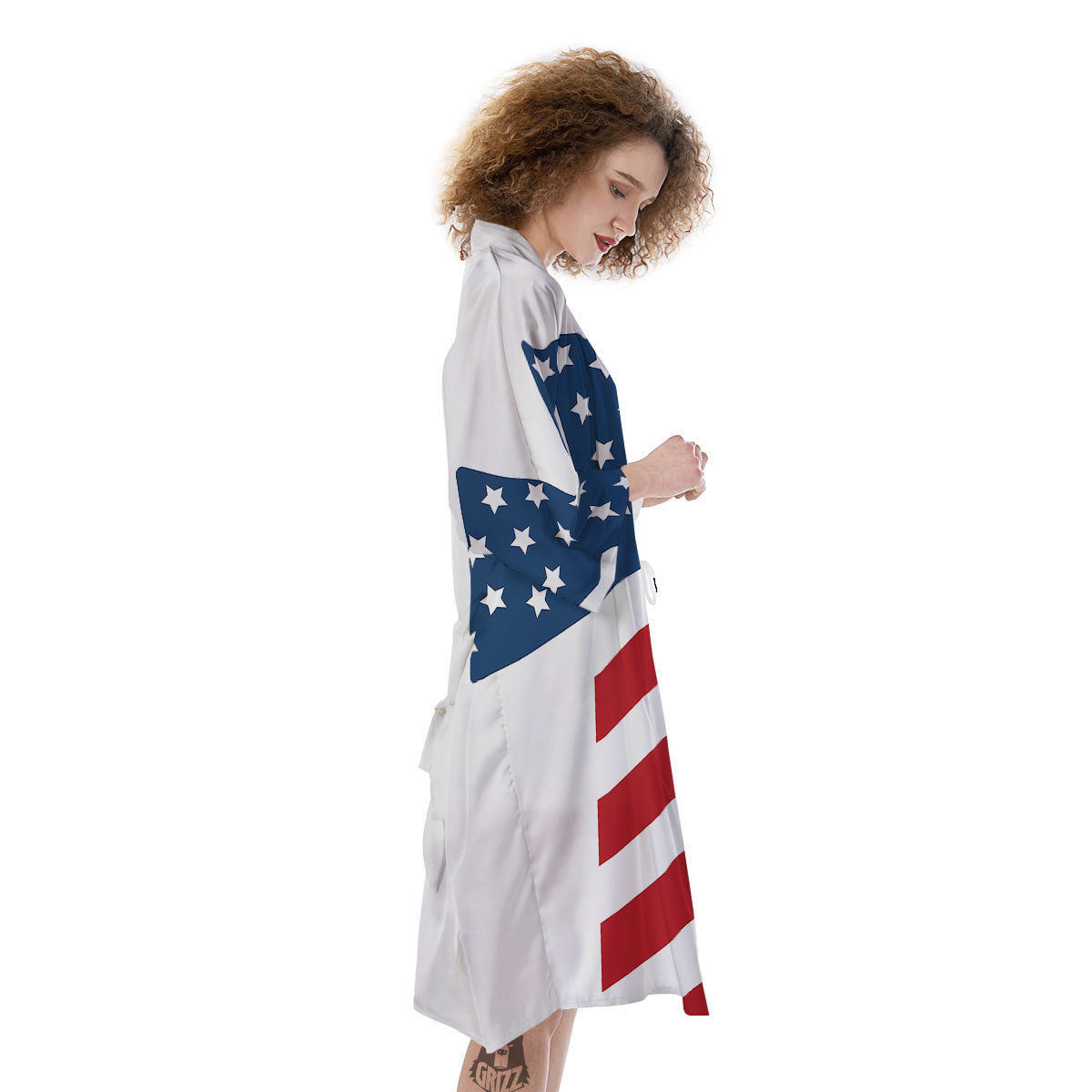 American Flag Christian Cross Print Kimono-grizzshop