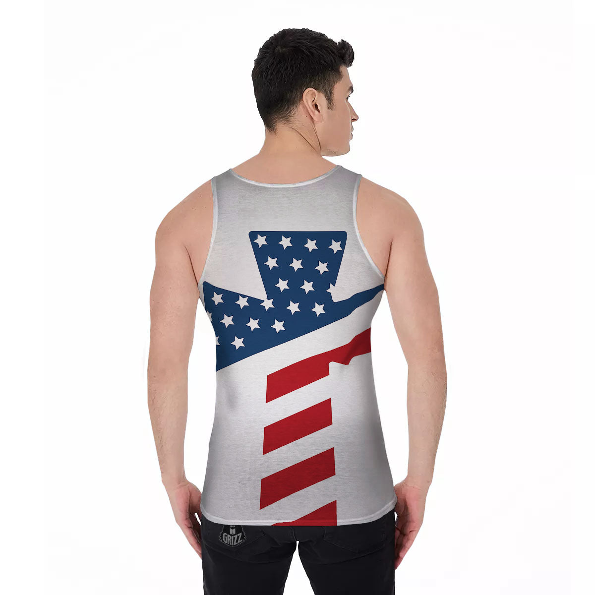 American Flag Christian Cross Print Men's Tank Top-grizzshop