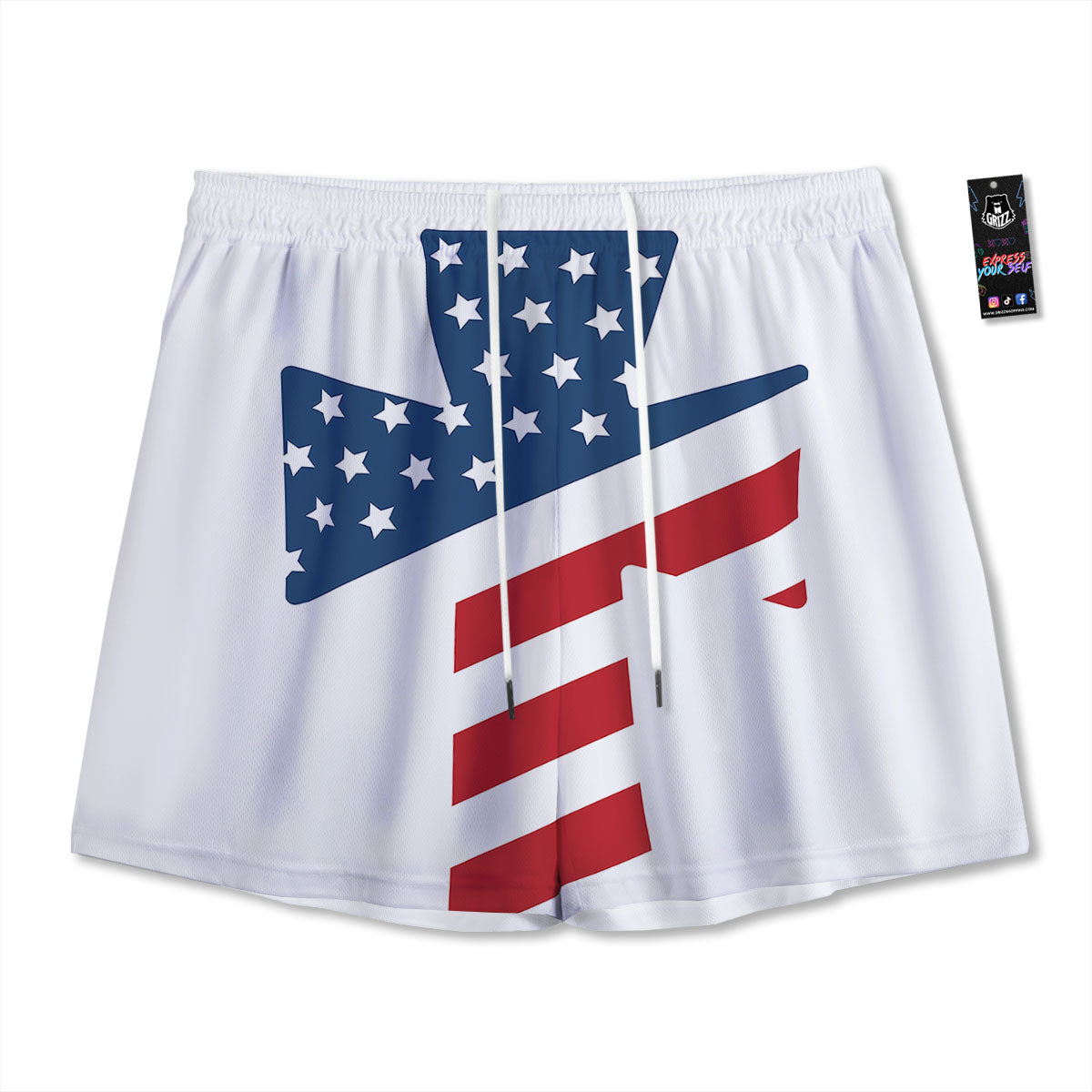 Artwork Glitter Gold Print Mesh Shorts
