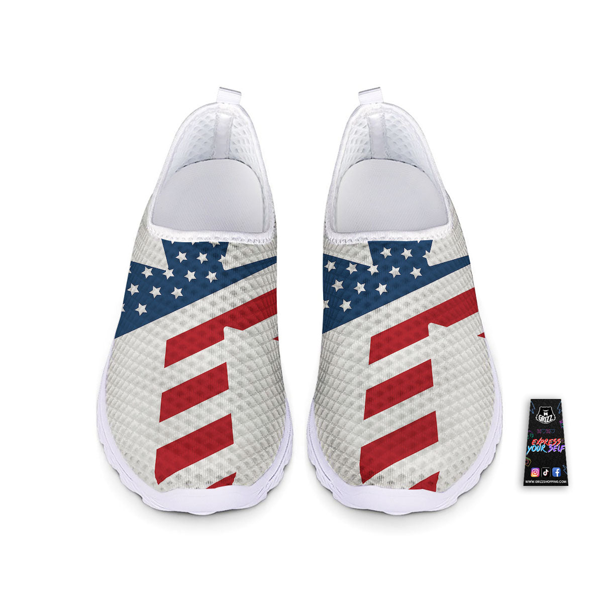 American Flag Christian Cross Print Nurse Shoes-grizzshop