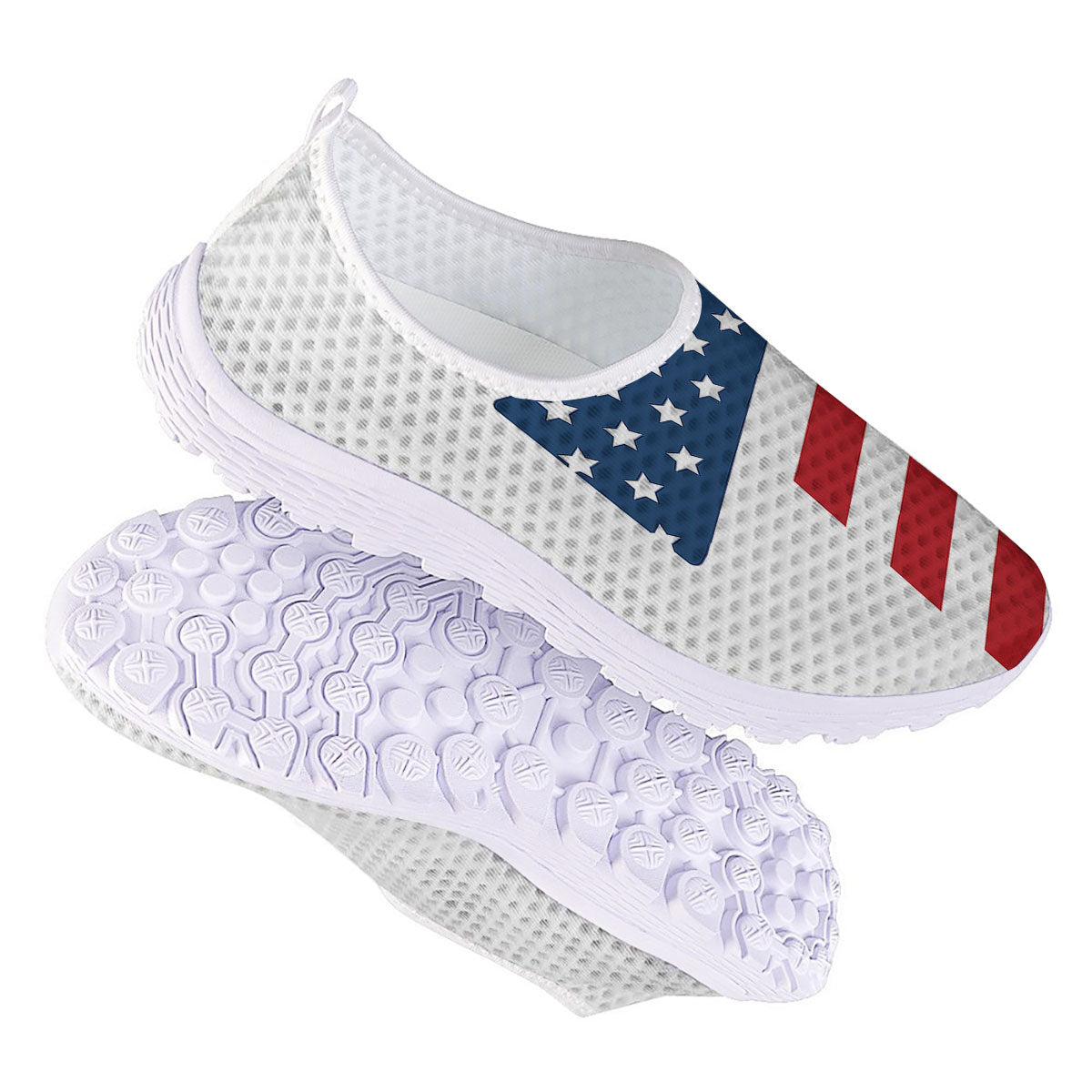 American Flag Christian Cross Print Nurse Shoes-grizzshop
