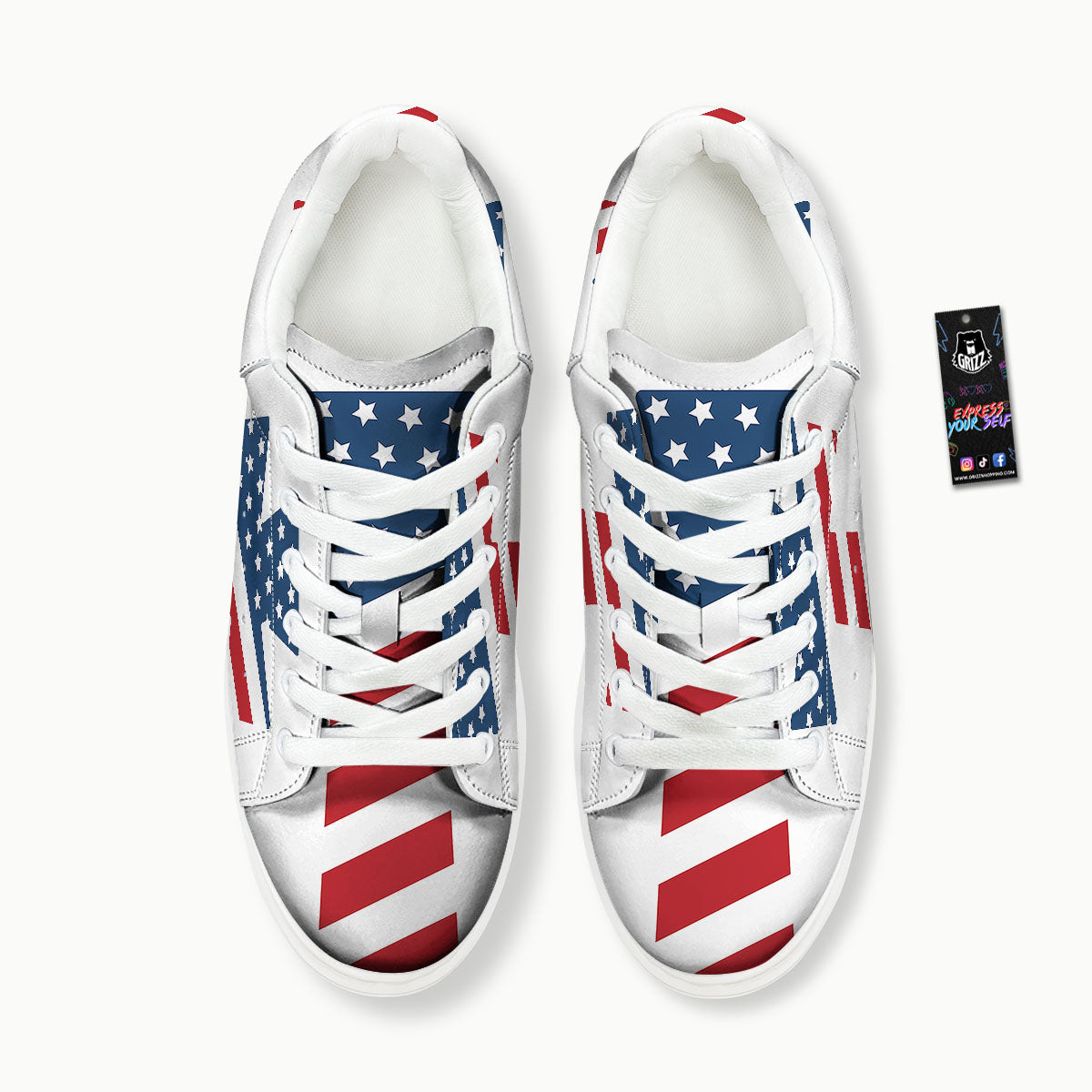 American Flag Christian Cross Print Platform Shoes-grizzshop