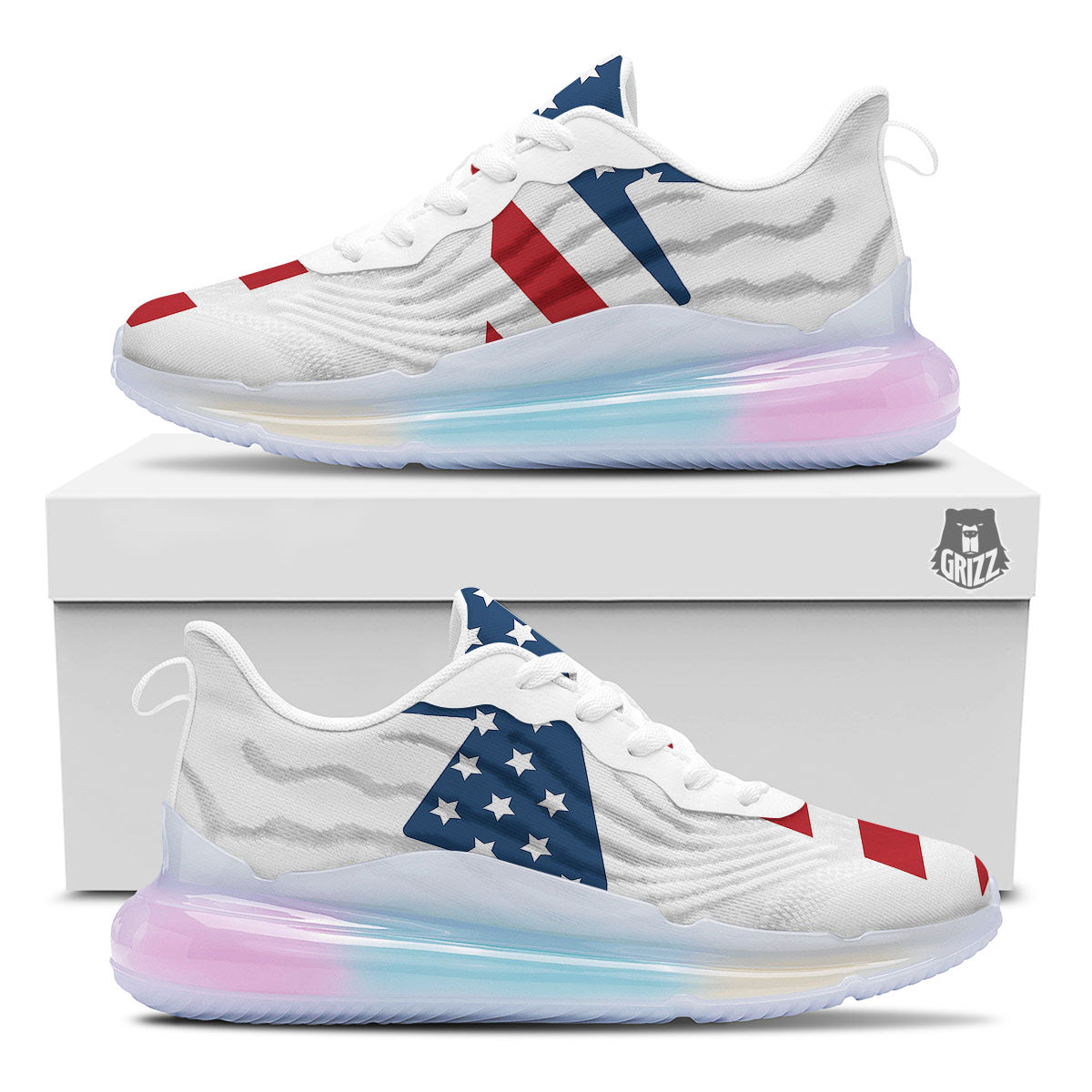 American Flag Christian Cross Print Running Sneakers-grizzshop