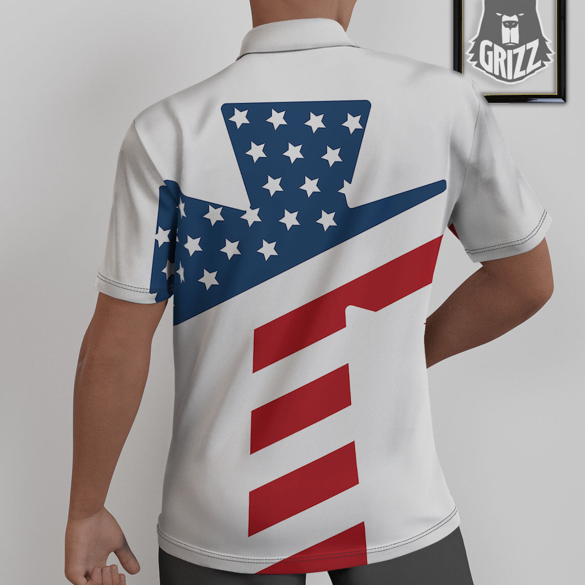 American Flag Christian Cross Print Untucked Shirts-grizzshop