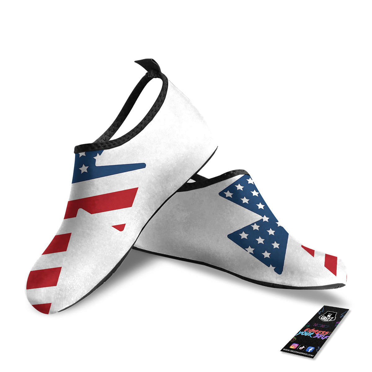 American Flag Christian Cross Print Water Shoes-grizzshop