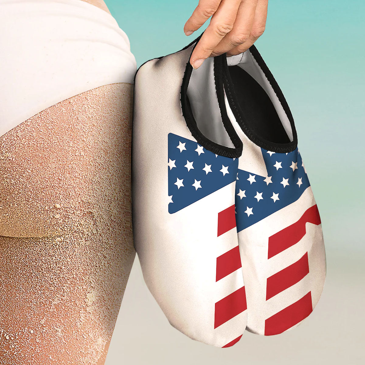 American Flag Christian Cross Print Water Shoes-grizzshop
