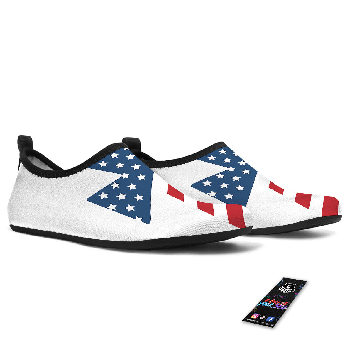American Flag Christian Cross Print Water Shoes-grizzshop